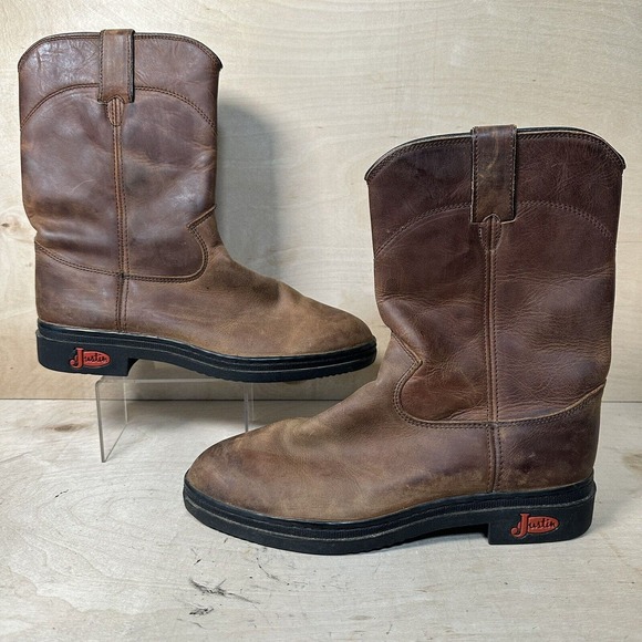 Justin Boots Other - JUSTIN Boots Mens Size 9 M Brown Leather 11" Oil Resistant EUC